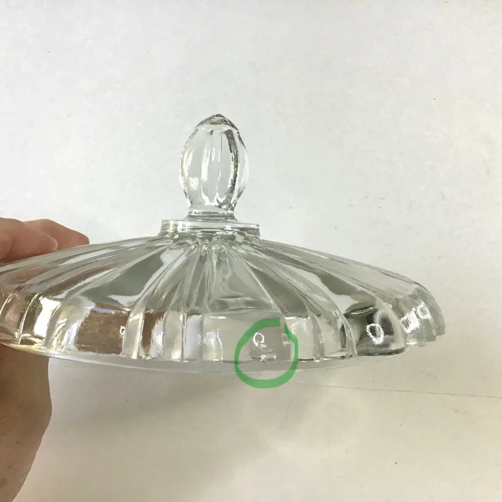Vintage Anchor Hocking Old Cafe Clear Depression Glass Candy Dish with Lid 7”